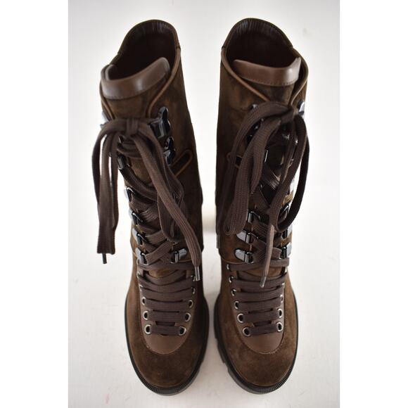 Christian Louboutin Macademia 100 Brown Platform Block Heel Combat Boot 37 - Picture 8 of 14